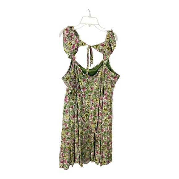 Maurices Womens Floral Cap Sleeve Open Back Summer Pleated Mini Dress Green XXL - Picture 4 of 13